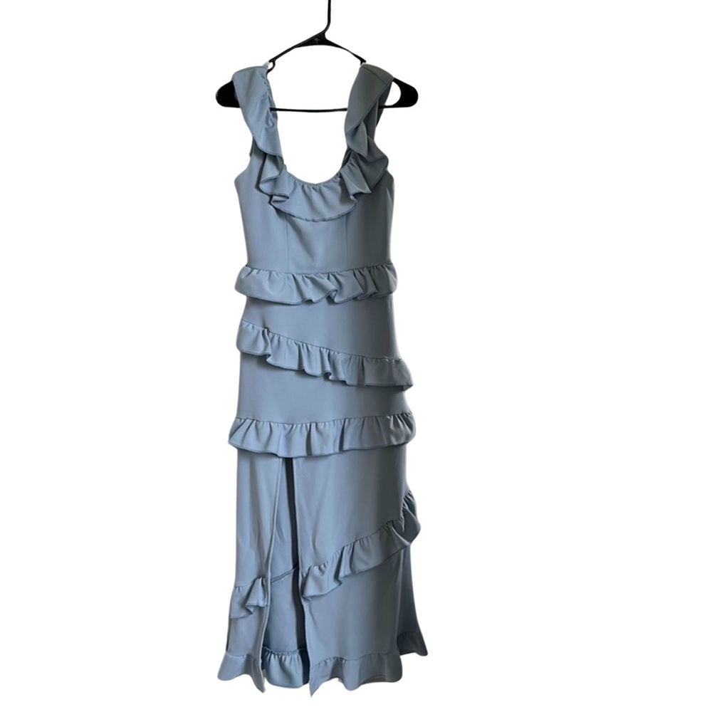 LIKE NEW Show Me Your Mumu Greta Dress Steel Blue Stretch Size Small